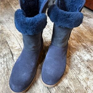 UGG Navy Blue Suede Wedges